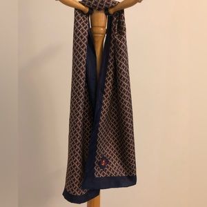 Red, navy, gold classic light scarf/ shawl , looks like designer